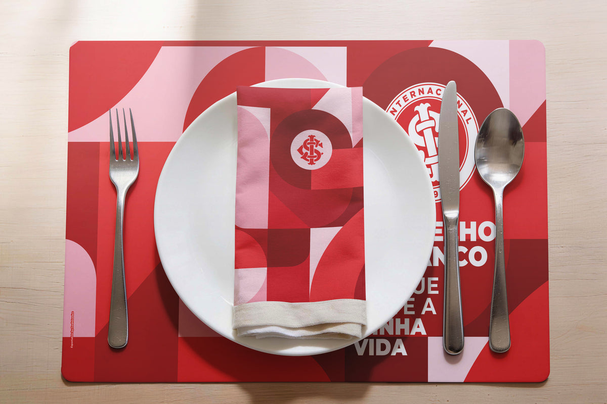 Kit Jogo Americano e Porta Copos - Vermelho e Branco | Oficial Internacional