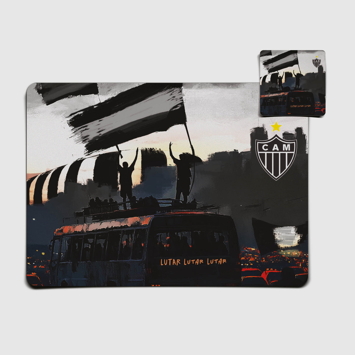 Kit Jogo Americano e Porta Copos | Lutar, Lutar e Lutar - Oficial Atlético Mineiro.