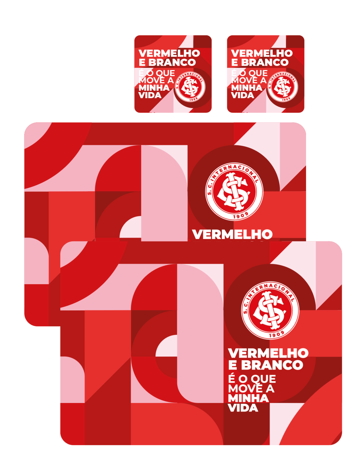 Kit Jogo Americano e Porta Copos - Vermelho e Branco | Oficial Internacional