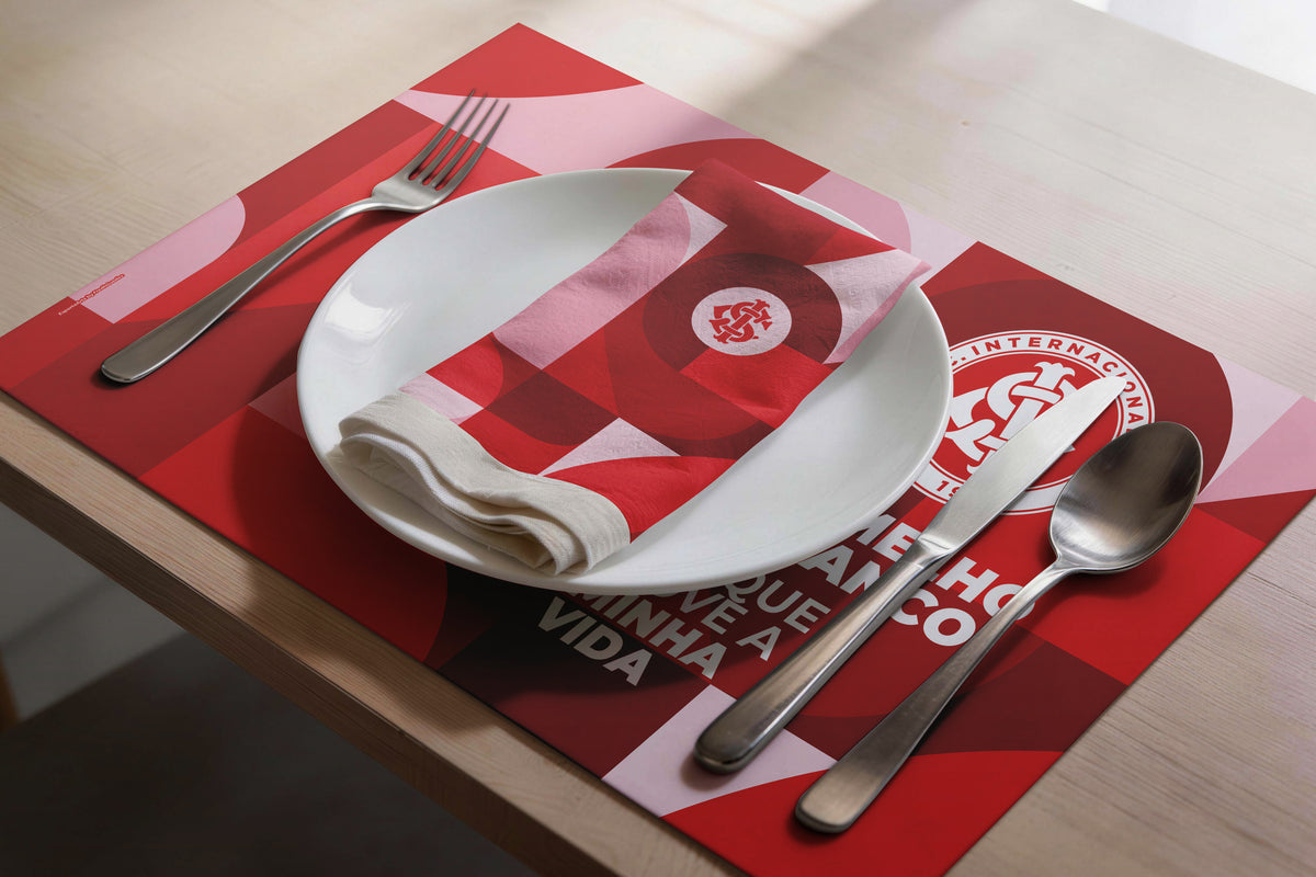 Kit Jogo Americano e Porta Copos - Vermelho e Branco | Oficial Internacional