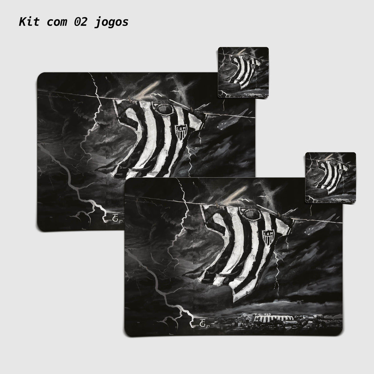 Kit Jogo Americano e Porta Copos | Contra o Vento - Oficial Atlético Mineiro
