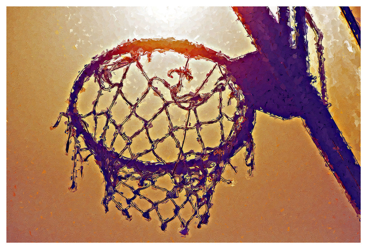 Pintura Cesta de Basquete | Arte Minimalista em Canvas